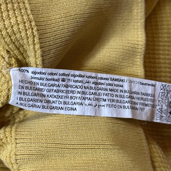 Zara Sweater Medium Mens Yellow Thermal Knit Long Sleeve Crewneck Sweatshirt - Picture 7 of 7